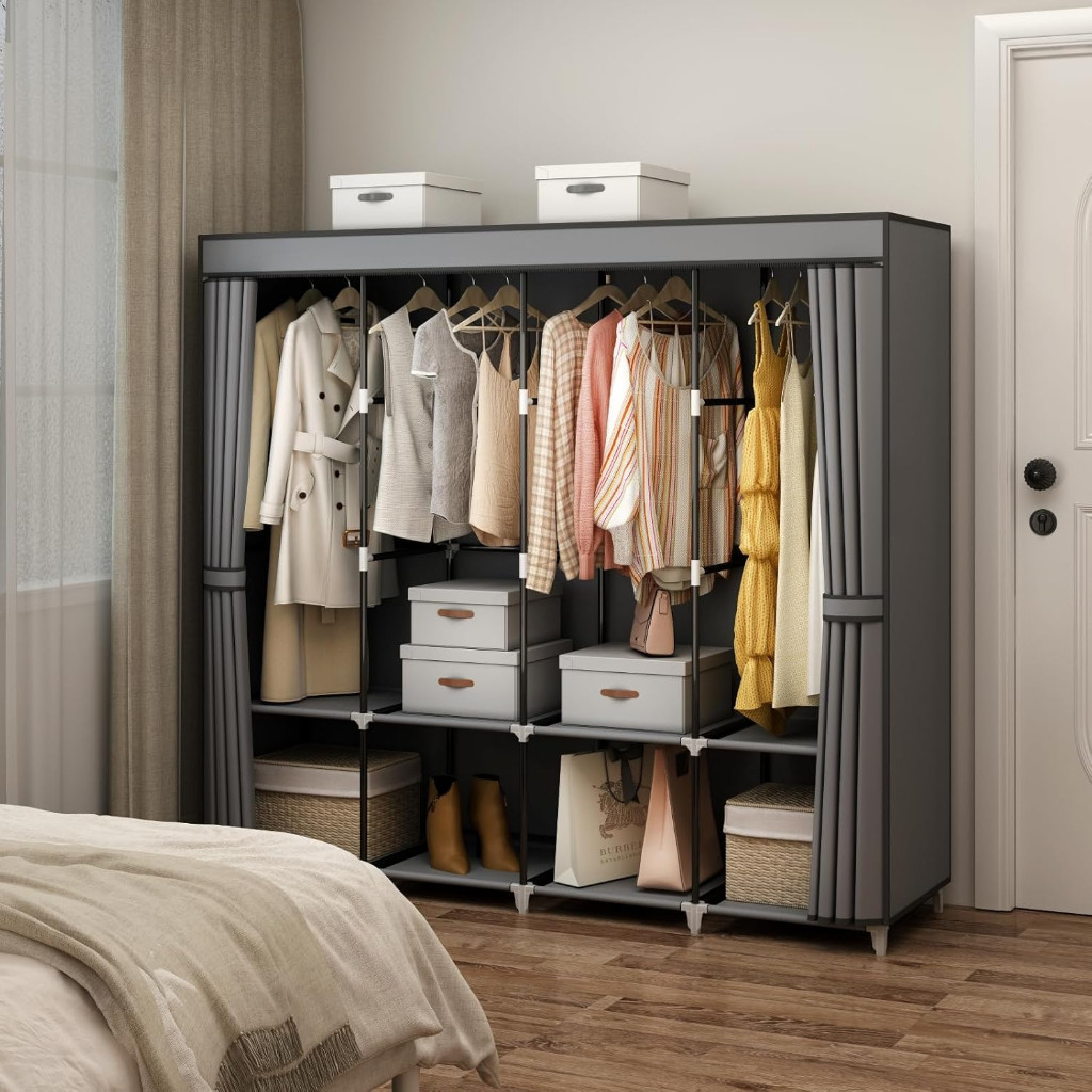 Guarda Roupa Dobrável Organizador De Roupas Portátil Multiuso Armário Organizador 4 Divisórias