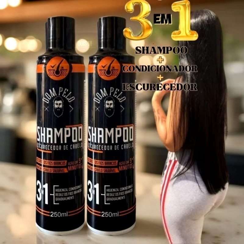 Shampoo Escurecedor de Cabelo preto absoluto para cabelos grisalhos Santo Barbudo