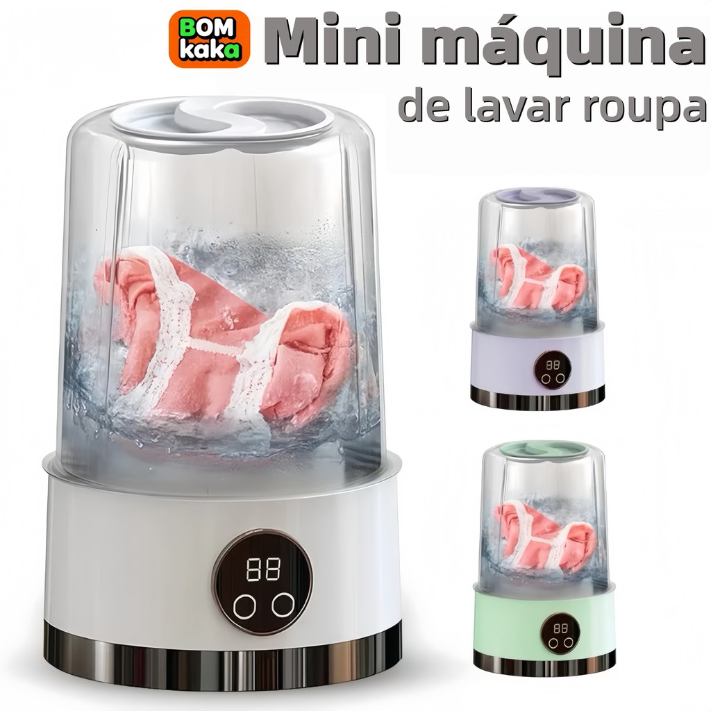 Mini Máquina de Lavar Portátil 1000ml – Lavadora Compacta USB para Roupas Íntimas, Meias e calcinha