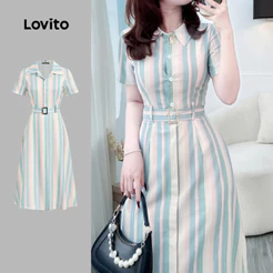 Lovito Elegante Vestido Geométrico de Primavera/verão para mulheres L154ED627