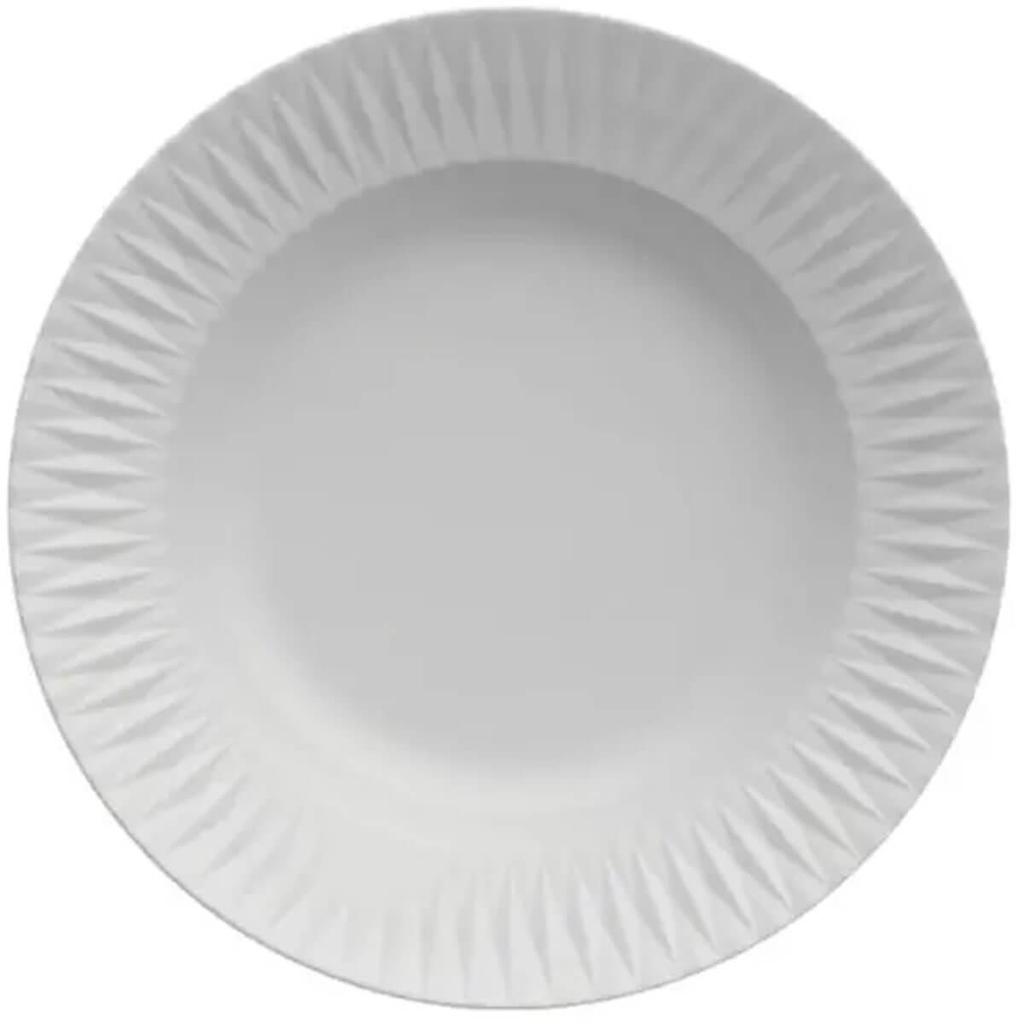 Prato Fundo em Porcelana 23cm Branco Diamante Germer Mesa Posta Jantar