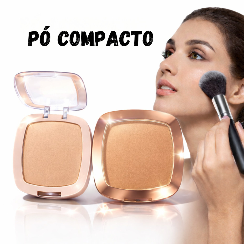 CocoFleur Pó Compacto Matte com Espelho e Esponja – Acabamento Natural – Contém 15g em Oferta na Shopee