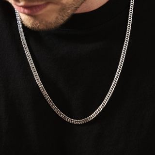 Colar Corrente Masculina Fina Elo Duplo Aço Inox Cirúrgico Prata em Oferta na Shopee