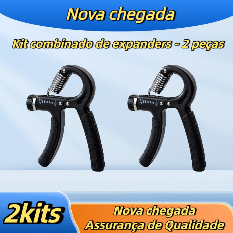 2 Kit Aderência Hand Grip Flexor De Punho Mola Ajustável Contador de Pulso Exercicio ParaAntebraço Mãos Antebraço Dedos
