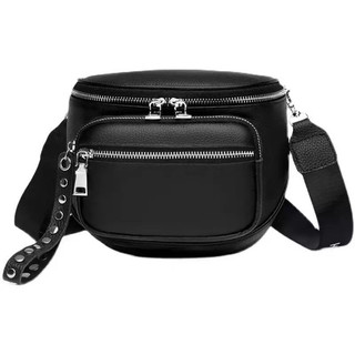 Bolsa Pochete Feminina Em Couro Pu Transversal Tipo Pochete Com Zíper Duplo
