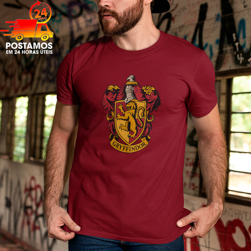 Camiseta Harry Potter Brasão das Casas de Hogwarts Grifinoria, Sonserina, Lufa Lufa,Corvinal - 100% algodão