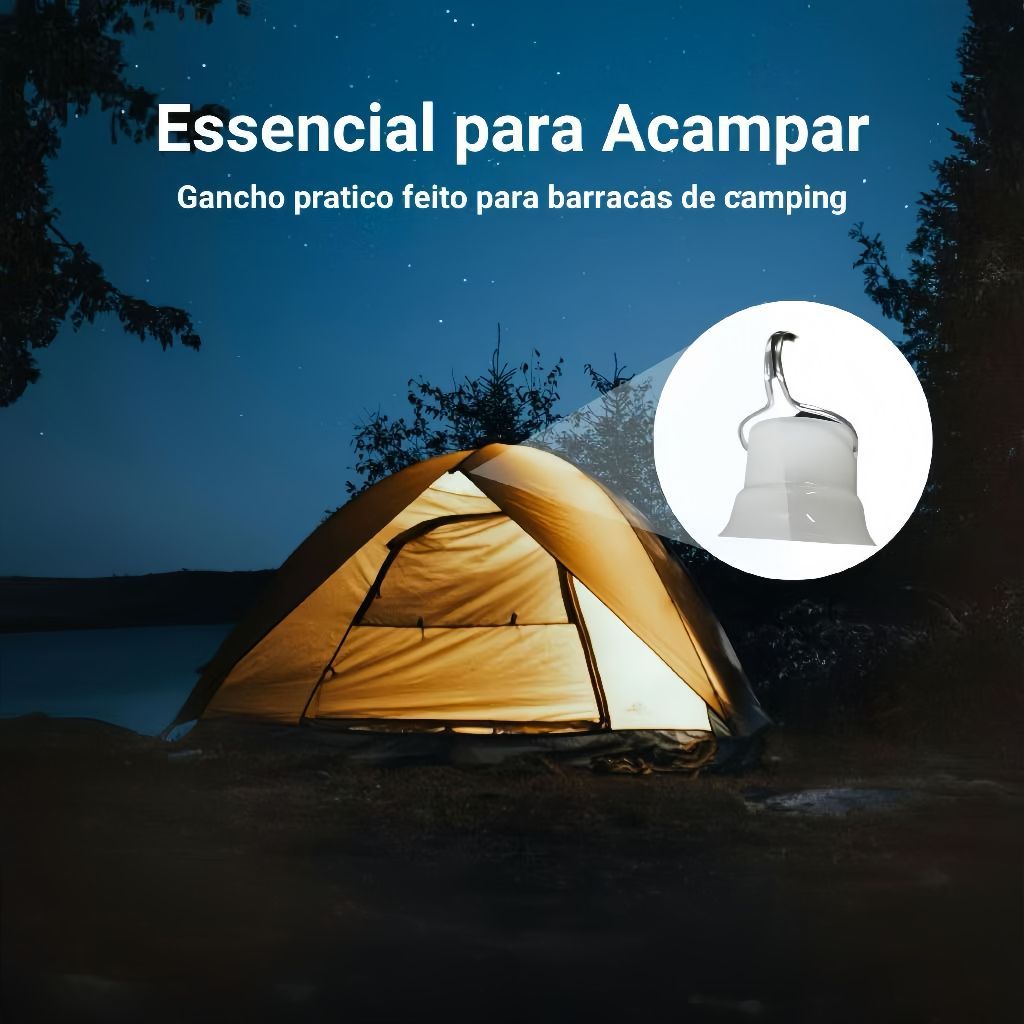 Painel Solar Portátil com Lâmpada LED para Camping 80W/100W/150W (Cabo de 2,6 m)
