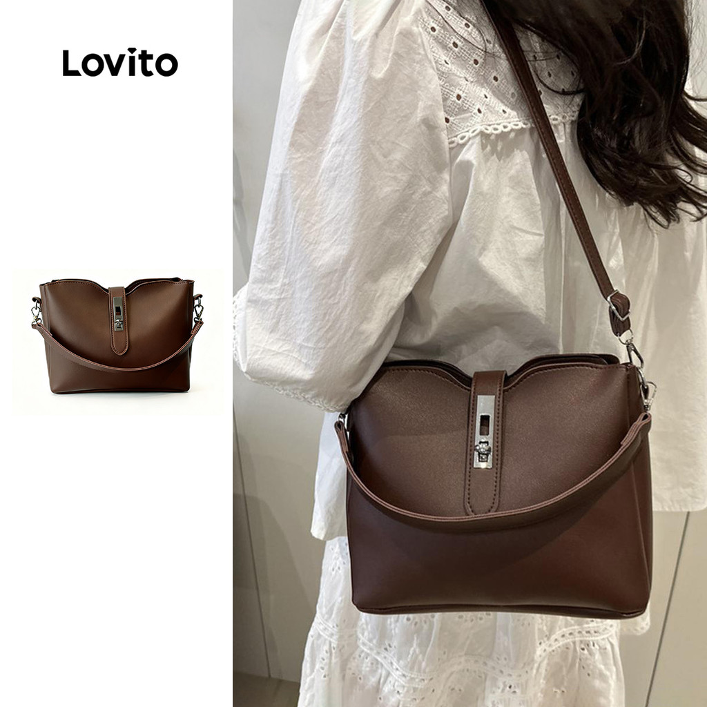 Lovito Balde simples Casual Bolsa Tendências da moda Bolsa de ombro pequena de grande capacidade para mulheres LFA75231 em Oferta na Shopee