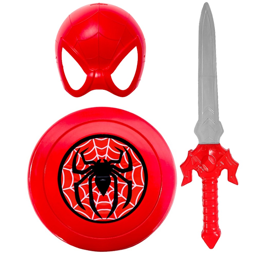 Kit Espada Escudo e Máscara Infantil do Aranha de Brinquedo em Oferta na Shopee