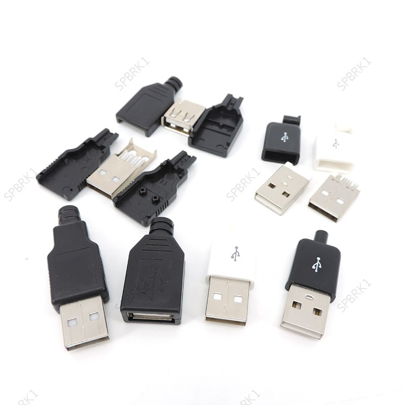 Preto Branco USB Tipo 2.0 A Macho Fêmea Adaptador De Montagem Conector Plástico Tomada De Alimentação Solda Reparação Ca