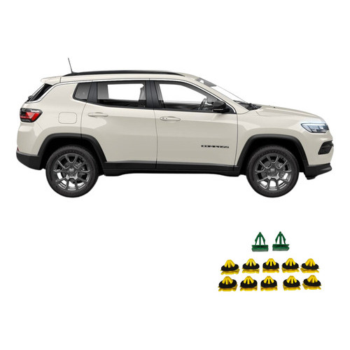 Kit 12 Presilha Moldura Paralama Jeep Compass 2016-2025
