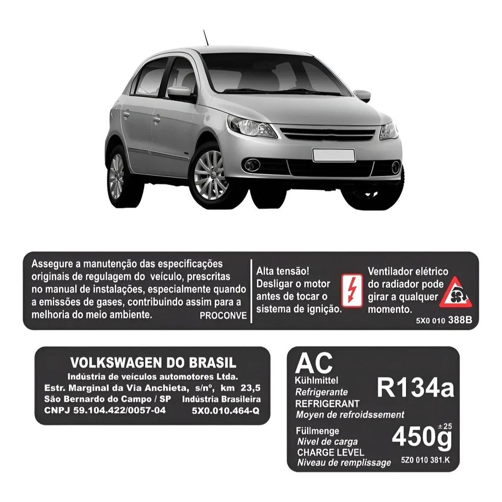Kit Adesivo Etiquetas Motor G5 Gol Saveiro Voyage
