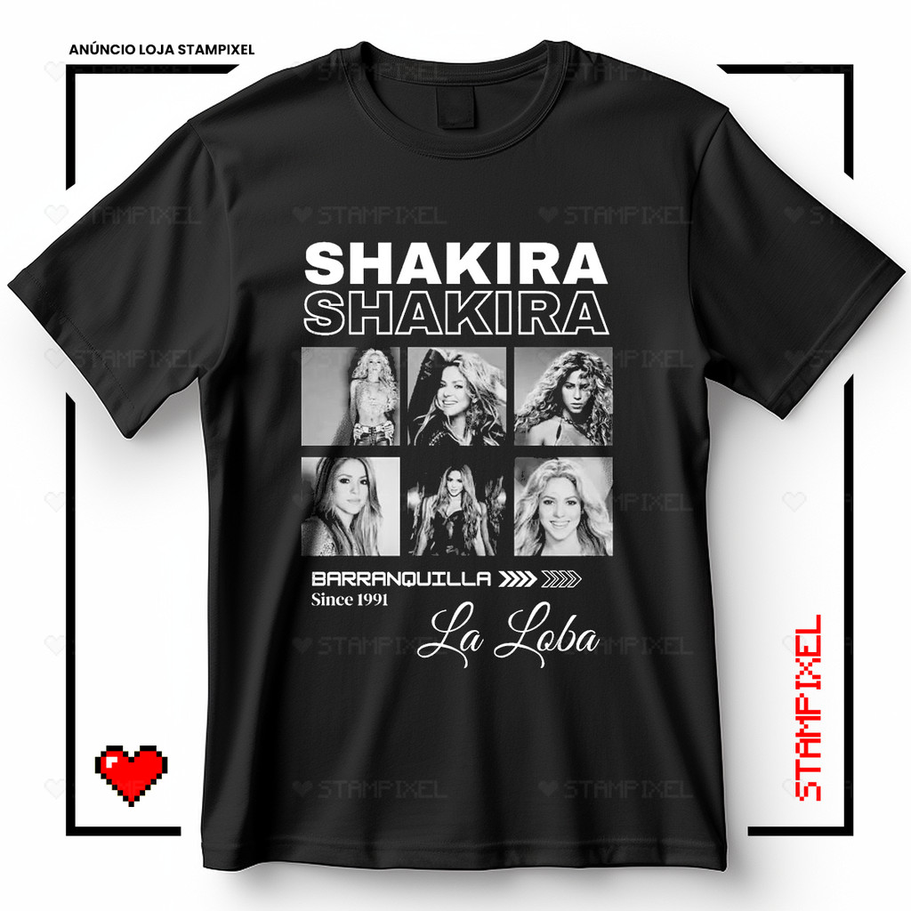 Camiseta Unissex Shakira Barranquilla La Loba Blusa De Cantora Latina Style T-shirt Confortável Camisa 100% Algodão em Oferta na Shopee