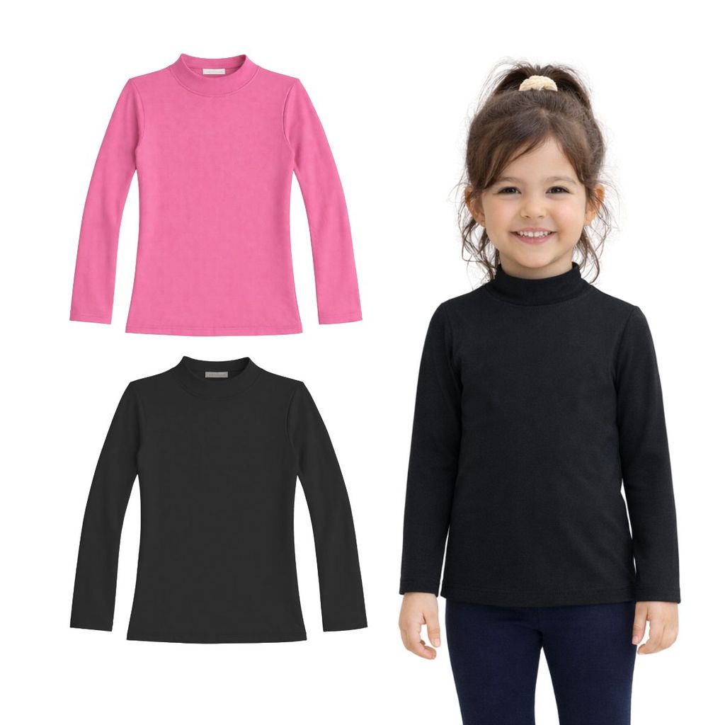 Kit 2 Peças Blusa Infantil Menina Peluciada Femininas Manga Longa  Qualidade Premium Confortável Básica Quentinha
