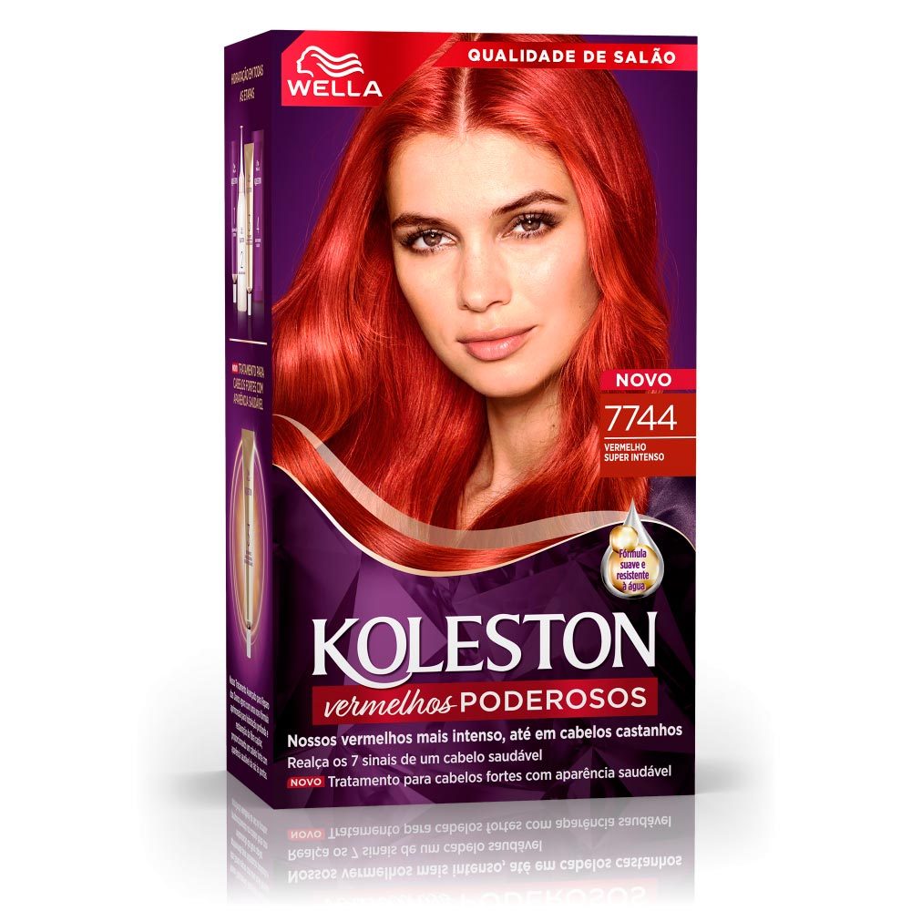 Tintura Creme Koleston Wella Vermelho Super Intenso 7744 Kit em Oferta na Shopee