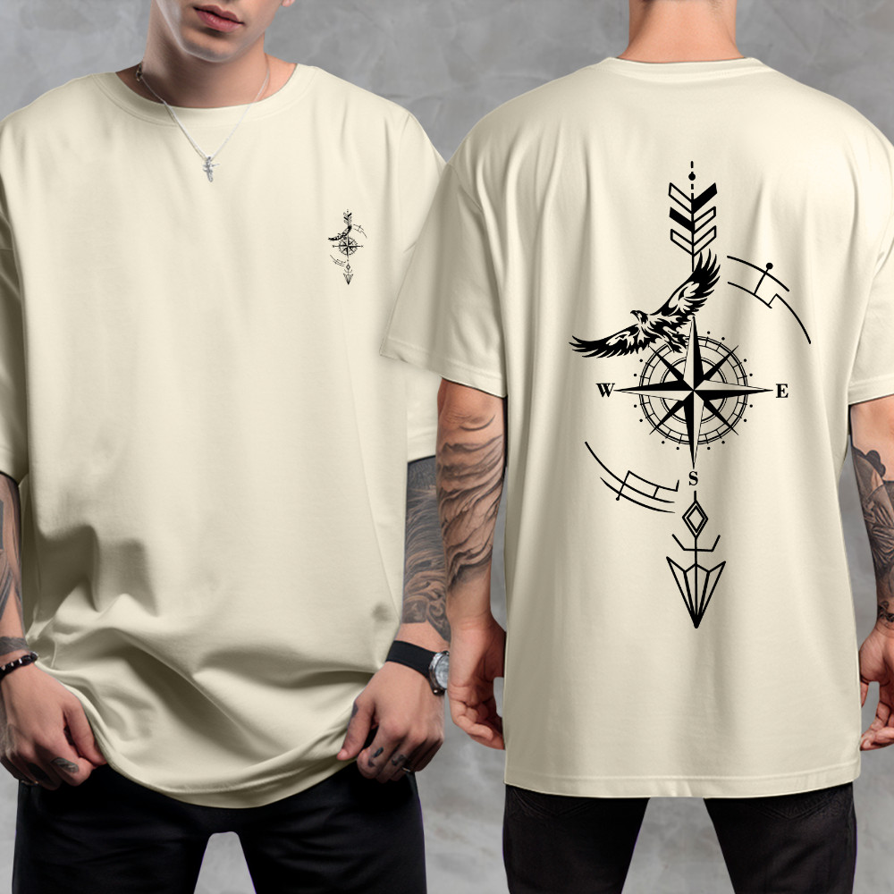 Camiseta Algodão Confortável Estampada Tendência Rosa dos Ventos 100% Algodão Fio 30.1 Uniseex