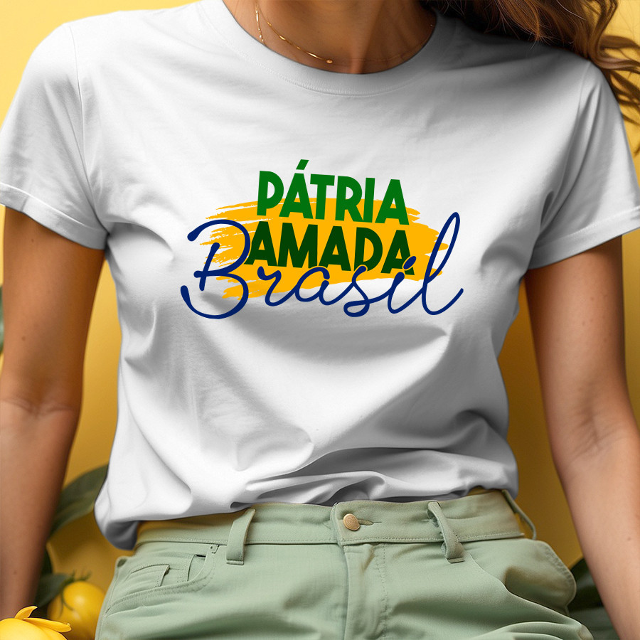 Camiseta unissex  Brasil Patria Amada - Amor Pela Nação - 100% Algodão 30.1