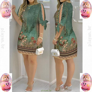 Novo Vestido Mini Decorativo de Verão para Mulheres, Manga Curta, Decote Barco Reto, Casual, Leve, Estampado Floral Trib