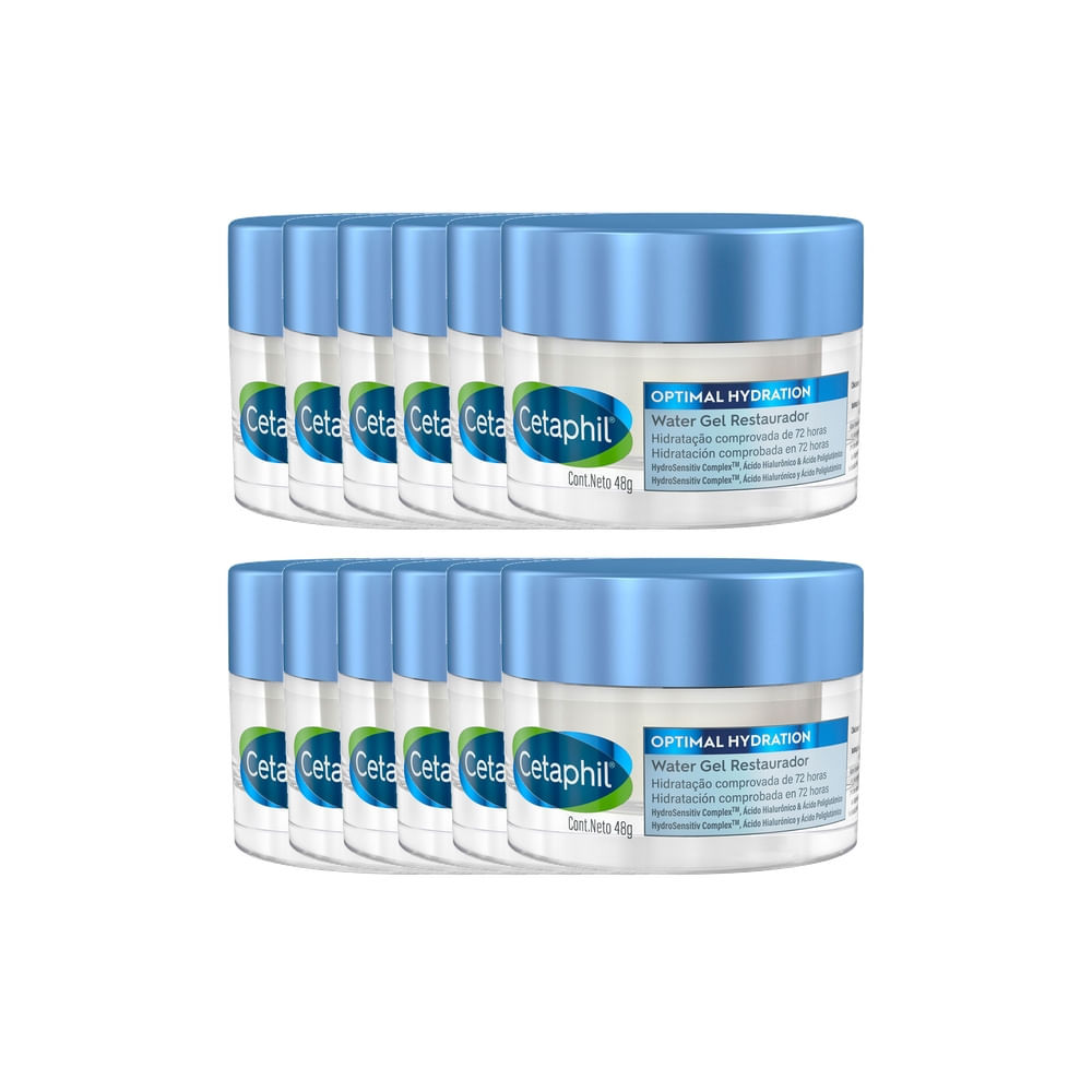 Kit 12 Cetaphil Optimal Hydration Water Gel Restaurador 48g