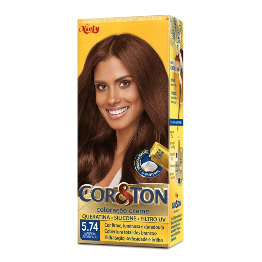 Tintura Creme Cor & Ton Marrom Acobreado 5.74 em Oferta na Shopee