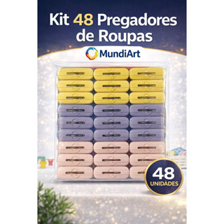 Kit 48 Pregadores de Roupas 6cm MundiArt – Resistentes para Peças Médias e Grandes em Oferta na Shopee