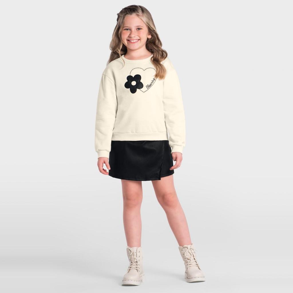 Conjunto infantil menina de coração e florzinha Brandili