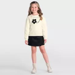 Conjunto infantil menina de coração e florzinha Brandili