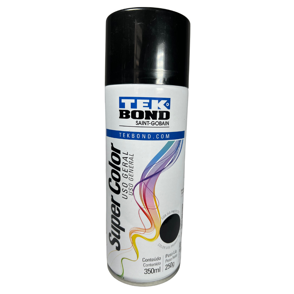 Tinta Spray Preto Brilhante Uso Geral 350ML - Tekbond