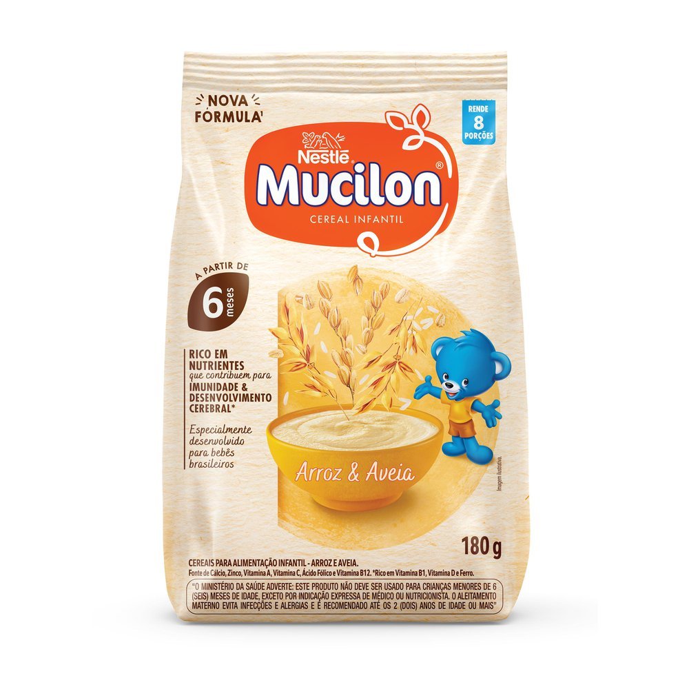 Cereal Infantil Mucilon Arroz e Aveia 180g em Oferta na Shopee