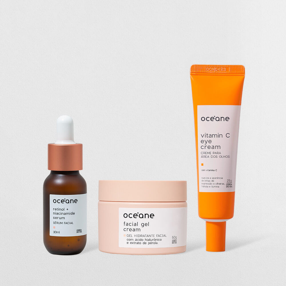 Kit Gel Hidratante Facial Creme para Área Dos Olhos Sérum de Retinol em Oferta na Shopee