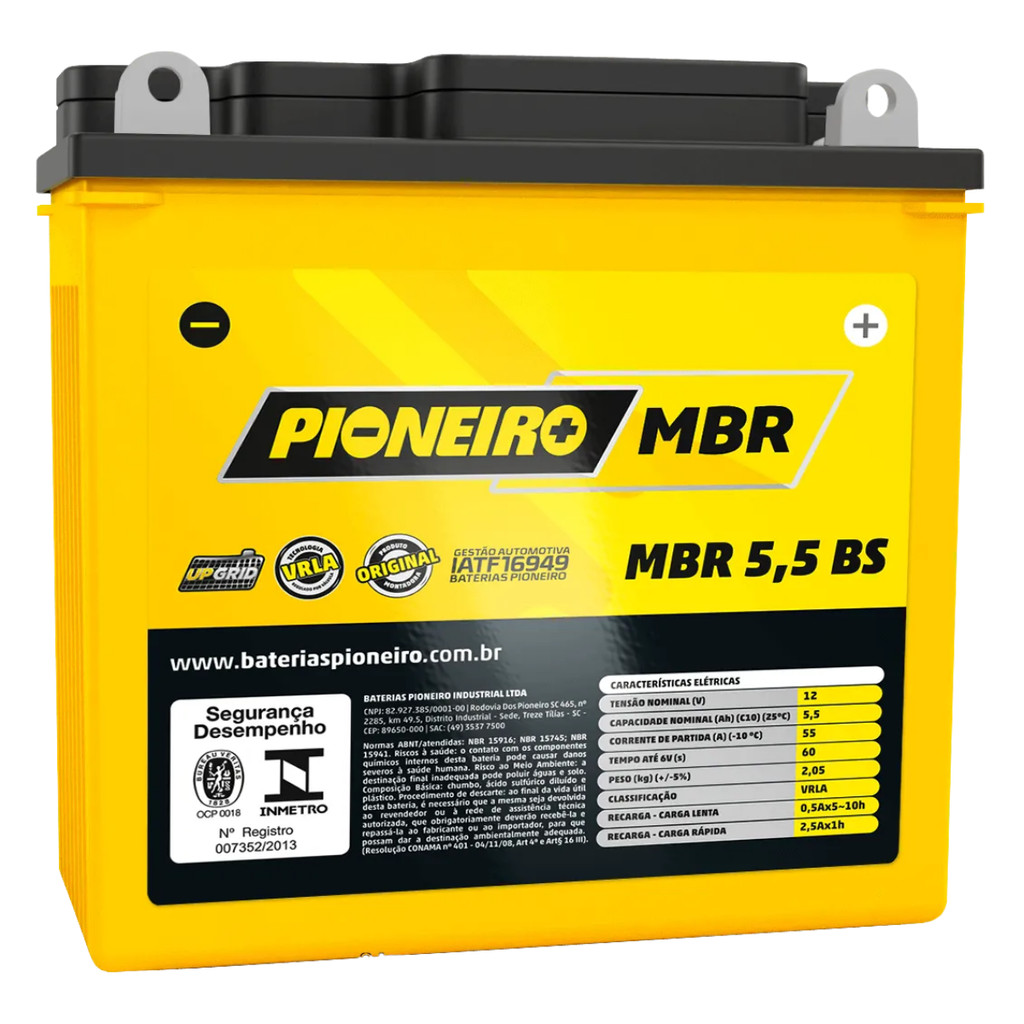 Bateria Moto Pioneiro Mbr5,5 12v Yamaha Rd Rdz Ybr 125 350