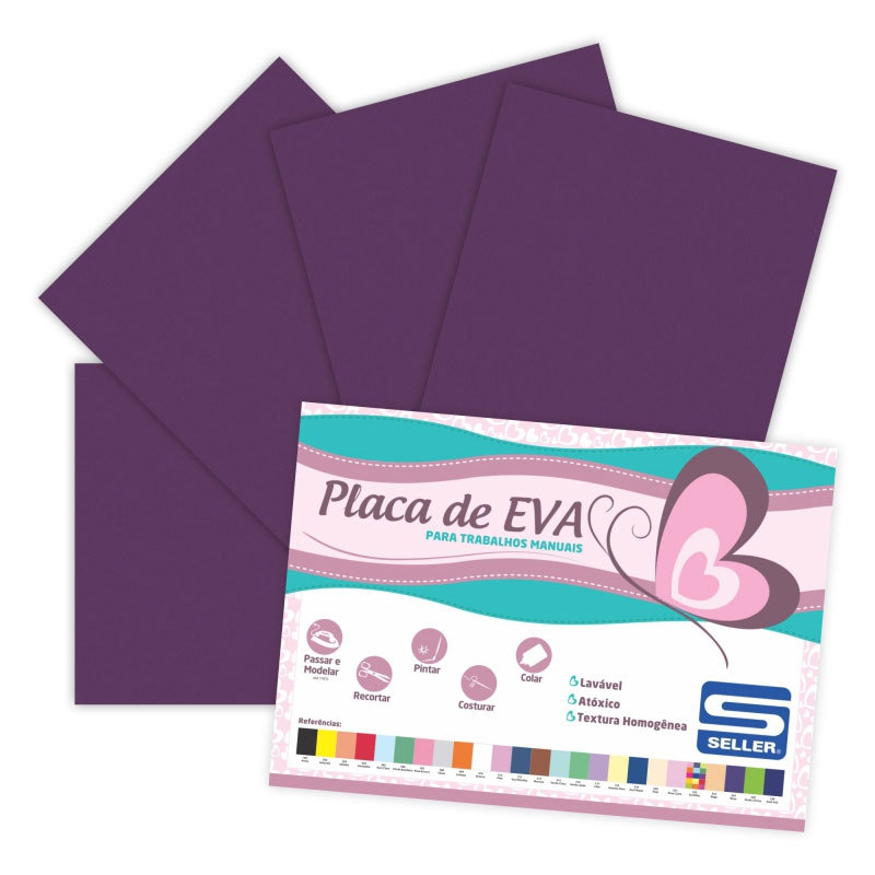 Placa de EVA 40X60cm Roxo pacote com 10 folhas Seller em Oferta na Shopee