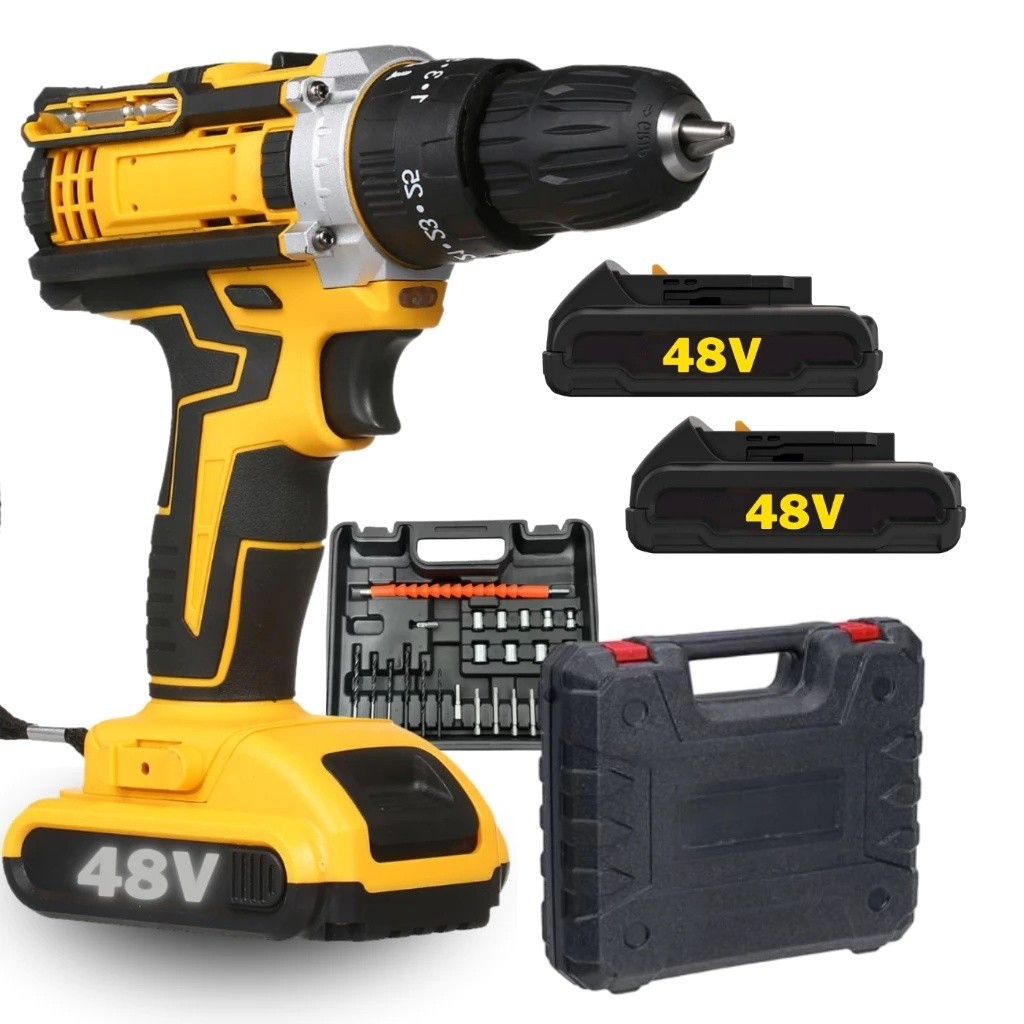Parafusadeira Furadeira 12V/48V 2 Baterias Com Maleta e Acessorios Completo em Oferta na Shopee