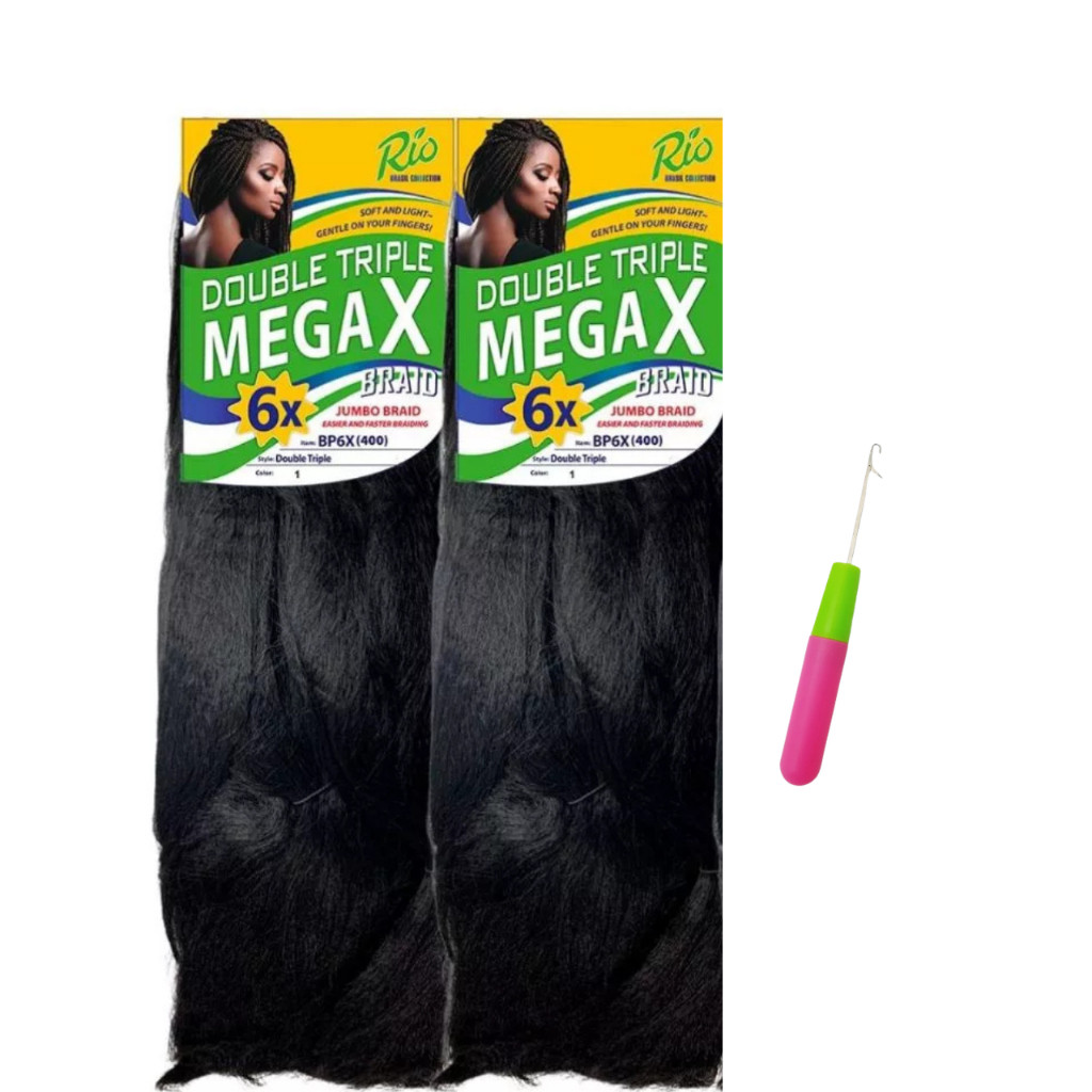 2 Cabelos Jumbo MegaX + Agulha Brinde Tranças Box Braid Dread Locks em Oferta na Shopee