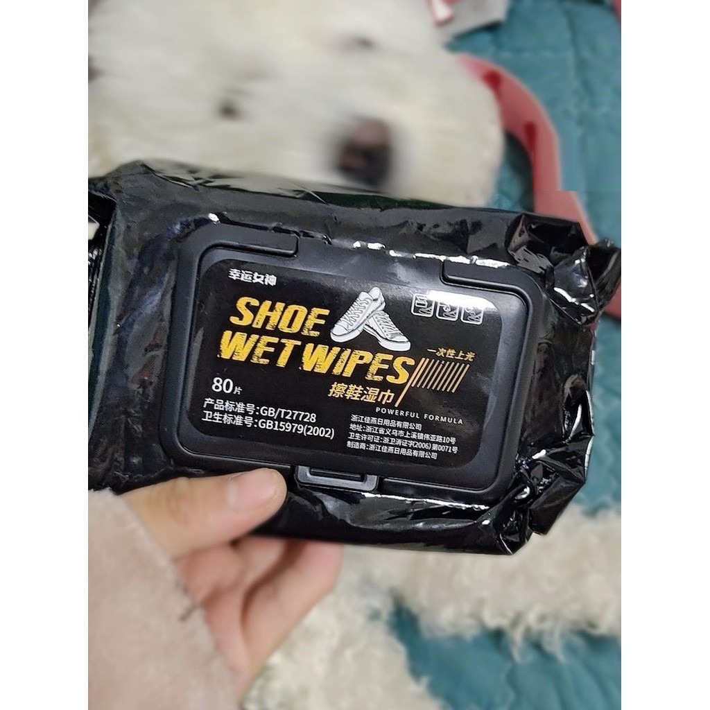 [80 peças/pacote] Toalhetes brilhantes de sapato Deusa da Sorte Sapatos brancos Limpador a seco sem lavagem para remover