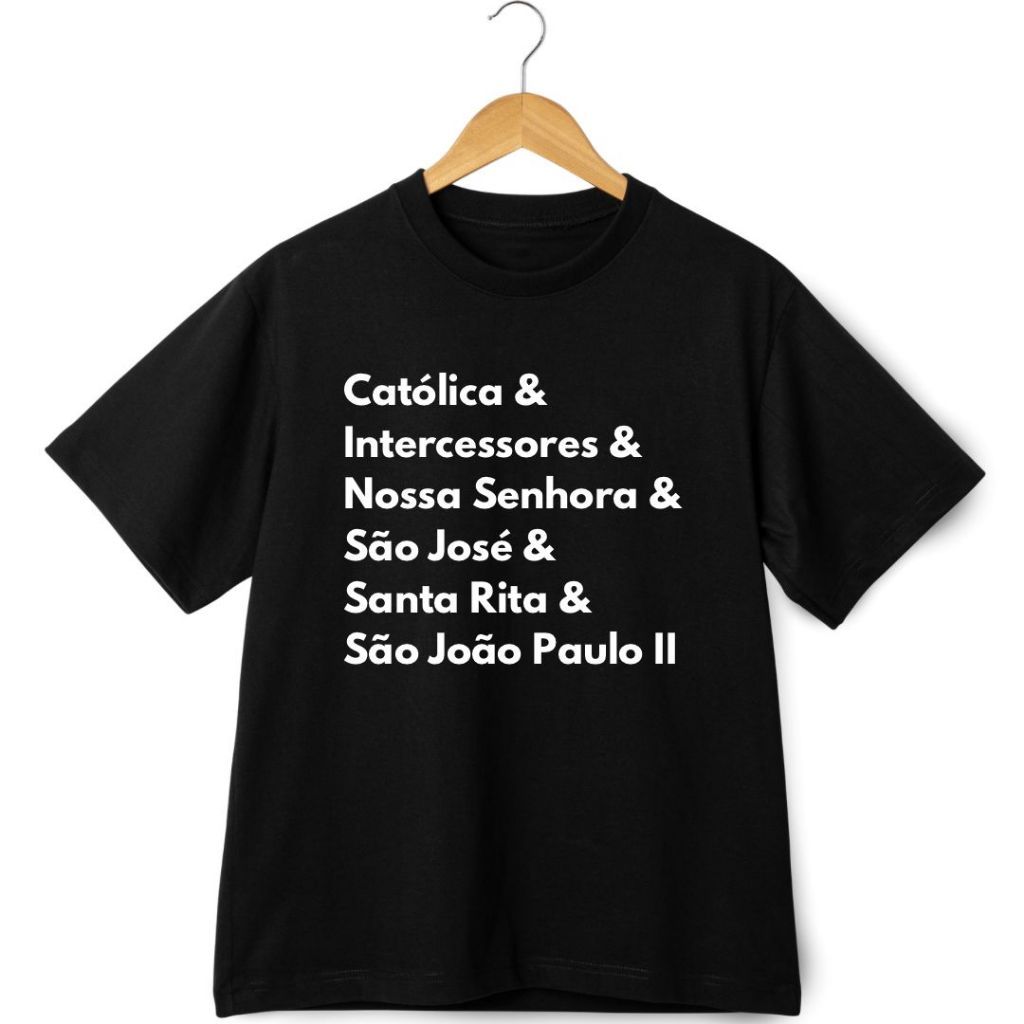 Camiseta Unissex em Algodão Unissex Católico Nossa Senhora São José Santa Rita São João Paulo II Plus Size Infantil Cami