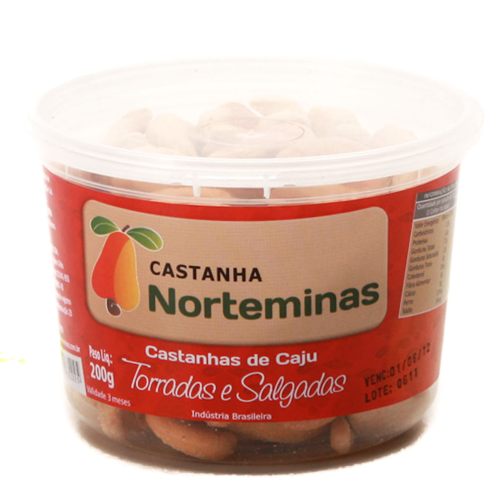 Castanha de Caju Norteminas Torrada e Salgada 200g em Oferta na Shopee