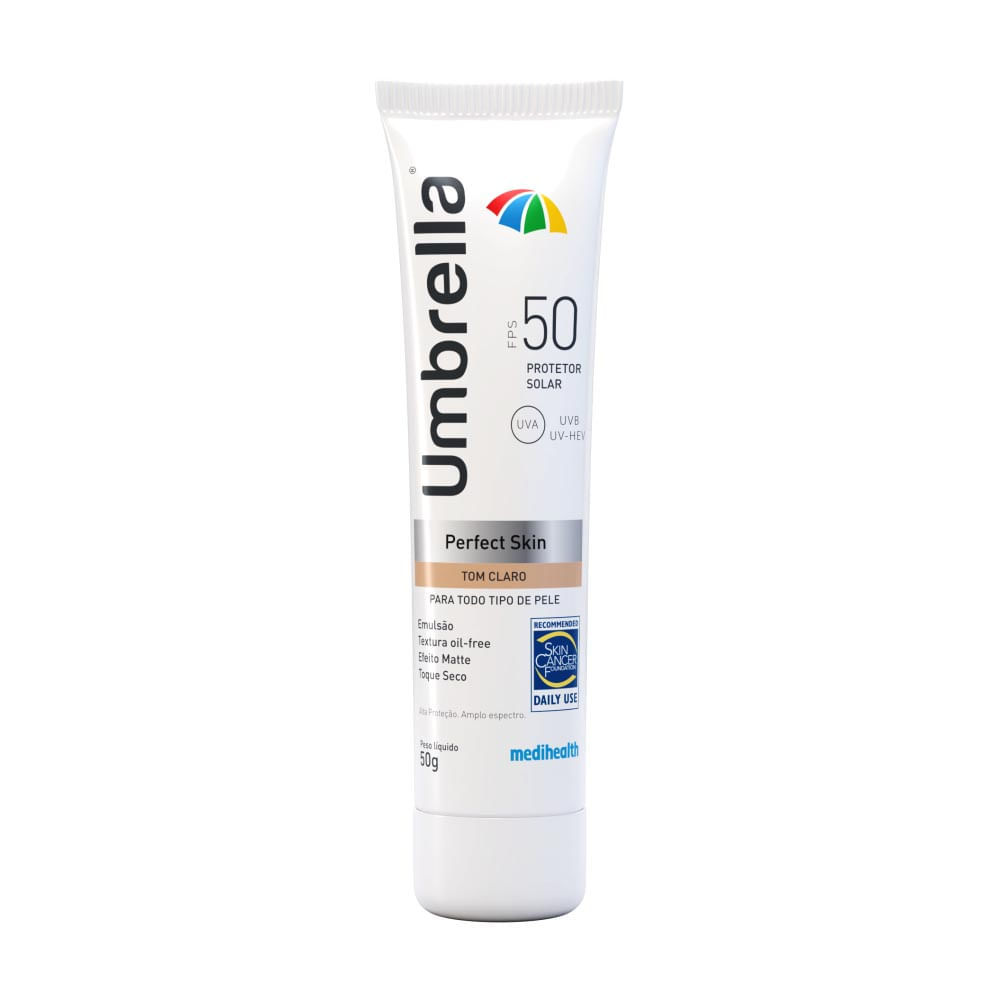 Protetor Solar Umbrella Perfect Skin FPS 50 Tom Claro 50g em Oferta na Shopee