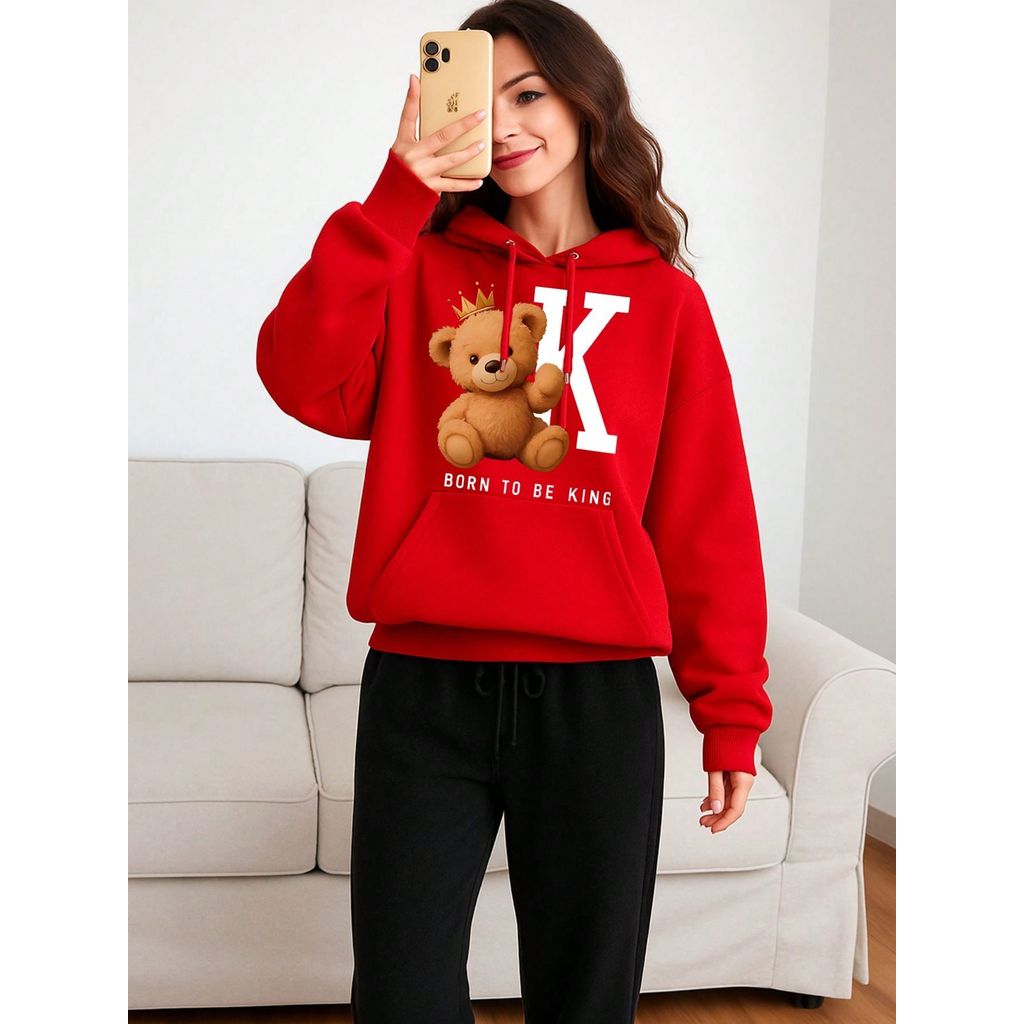 Conjunto Moletom Infantil Flanelado Ursinho Fofo Blusa de Frio Canguru + Calça Blusao Com Capuz e Varias Cores 2 até 16