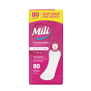 Protetor Diário Mili Cobertura Suave Sem Abas Sem Perfume Leve Mais Por Menos 80 Unidades em Oferta na Shopee
