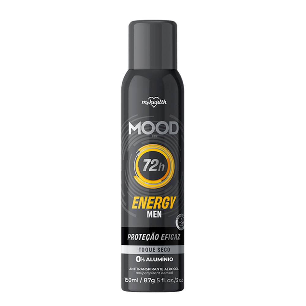 Desodorante Mood Energy Men Aerosol Antitranspirante 0% Alumínio 72h 150ml em Oferta na Shopee