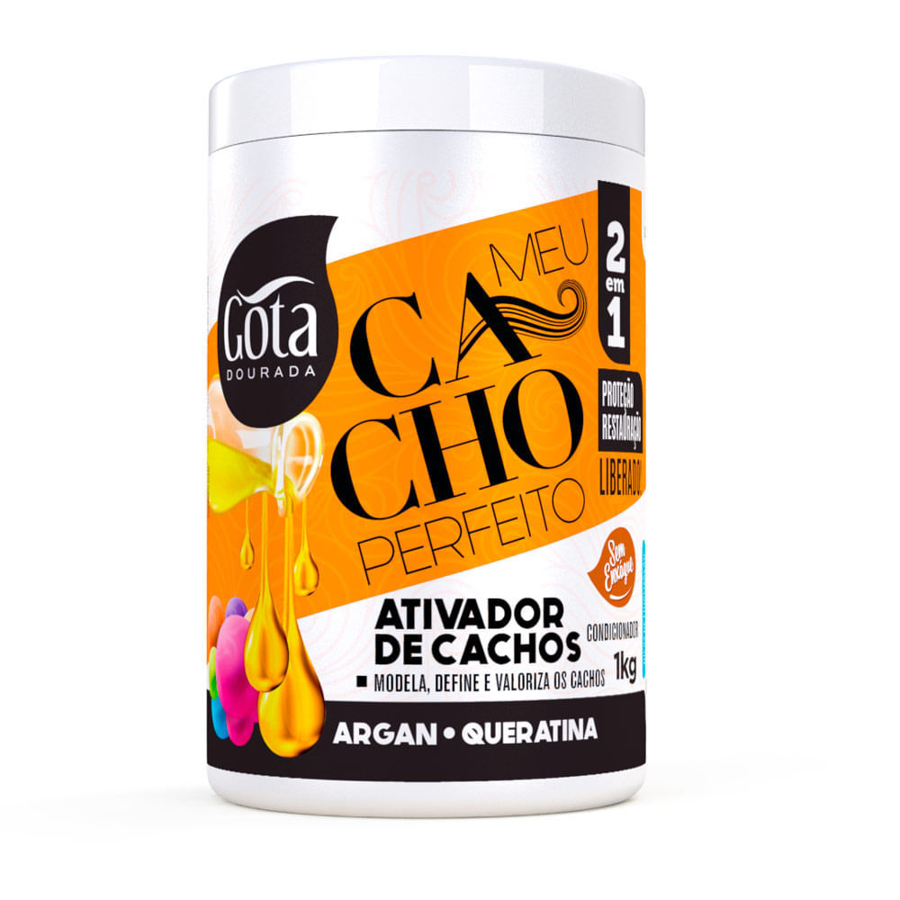 Ativador de Cachos Gota Dourada Meu Cacho Perfeito  2 em 1 Argan e Queratina 1Kg em Oferta na Shopee