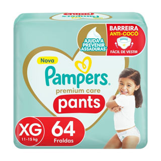 Fralda Pampers Pants Premium Care Tamanho XG 64 Unidades em Oferta na Shopee