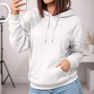 Blusa De Frio Moletom Feminino Liso Look Básico Versátil Casual Chic Casaco Com Capuz Alg…