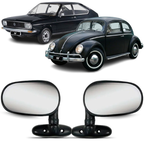 Par Retrovisor Externo Preto Universal Fusca Variant Passat Com Espelho
