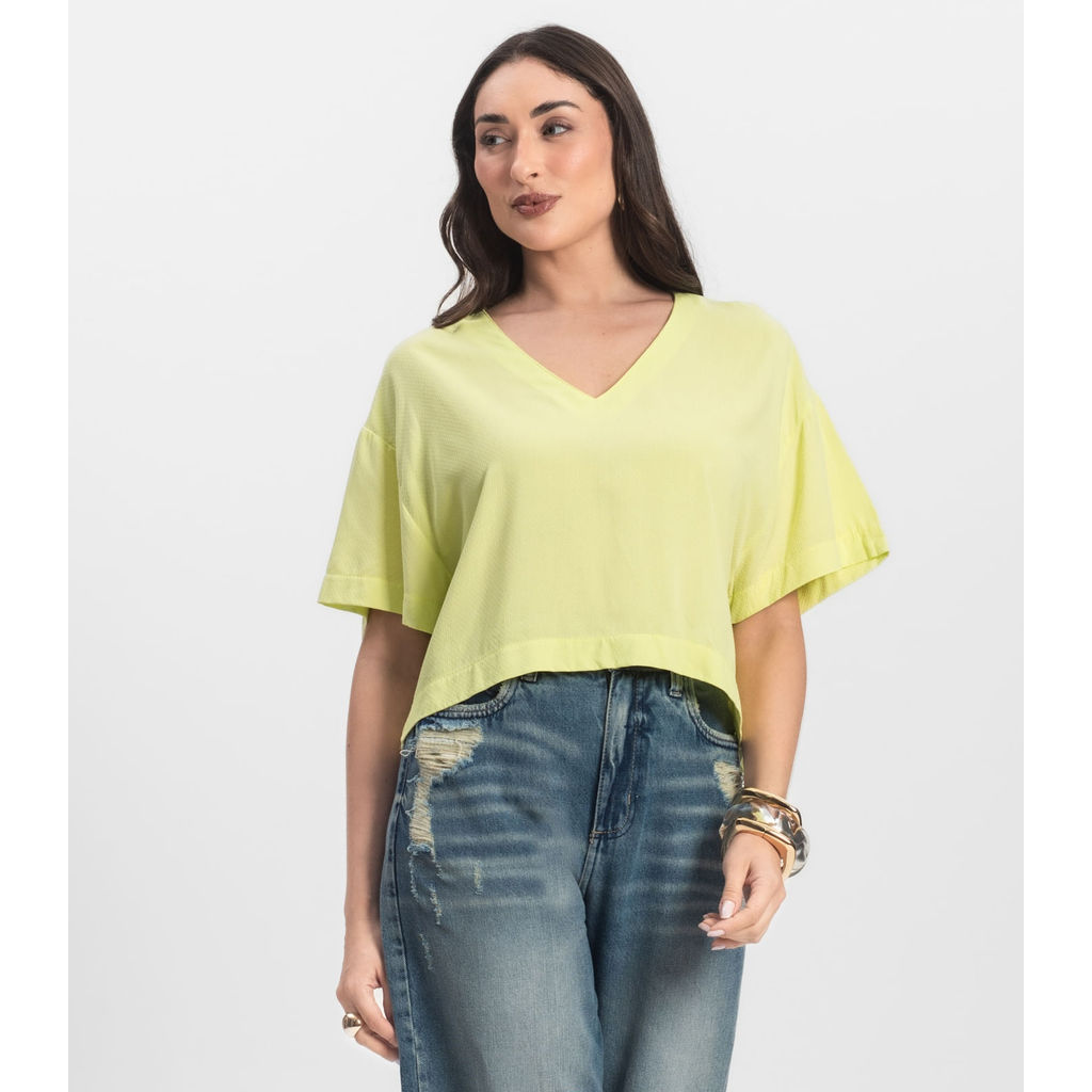 Blusa Feminina Tecido em Viscose Infinita Cor Amarelo em Oferta na Shopee