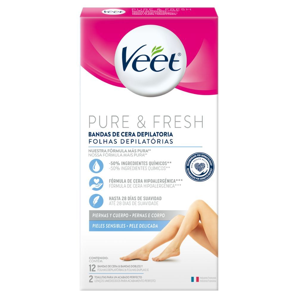 Folhas para Depilação Veet Pure & Fresh 12 Unidades em Oferta na Shopee