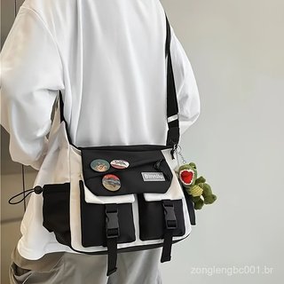 Bolsa Crossbody Estilo Japonês Masculina – Mensageiro De Lona Casual De Grande Capacidade Para Estudantes