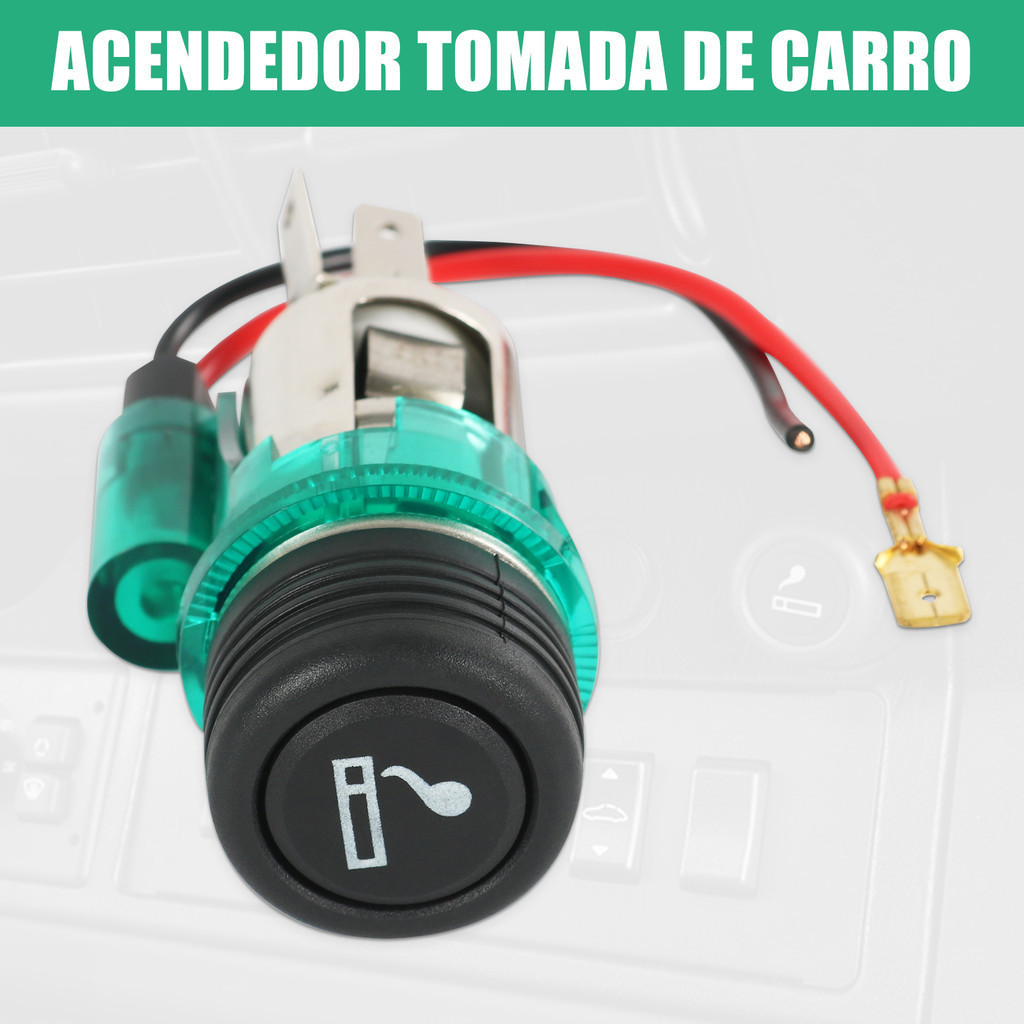 Acendedor tomada de carro Carregador Para Veículos 12v Verde