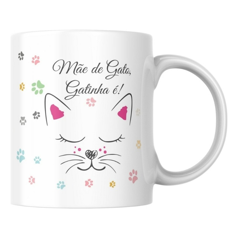 Caneca Personalizada Mãe De Pet Mãe De Gato Gatinha É Branco Mãe De Gato